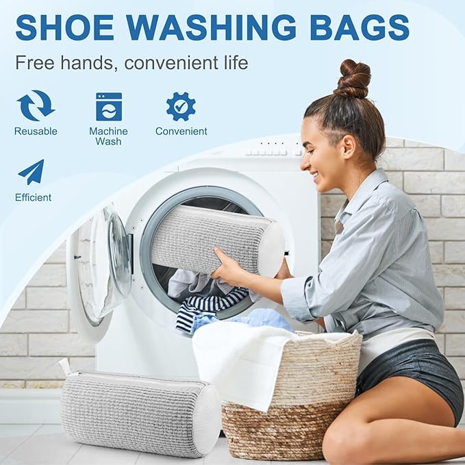 Fluffy Fibers Shoe Washing Bag -  Gray