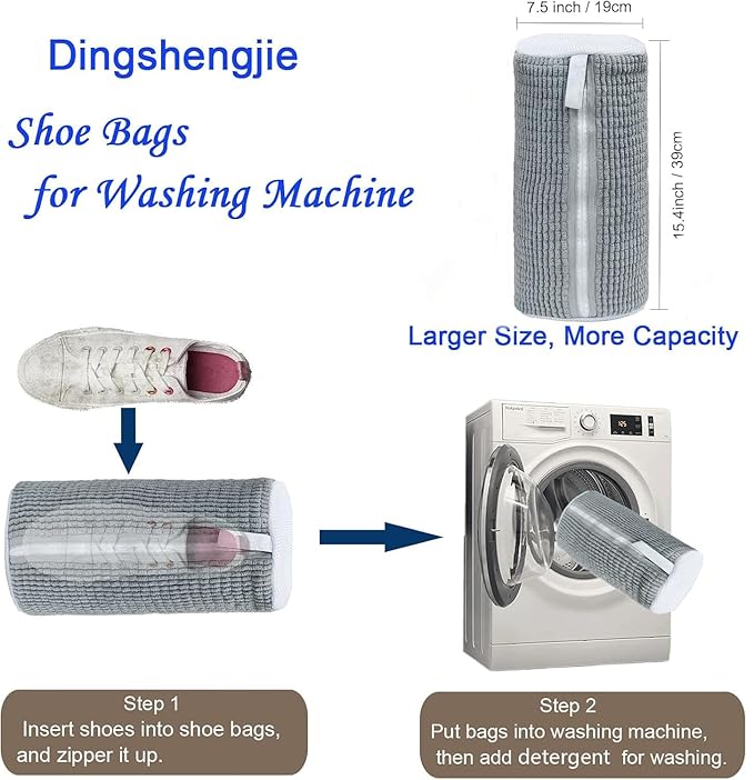 Fluffy Fibers Shoe Washing Bag -  Gray
