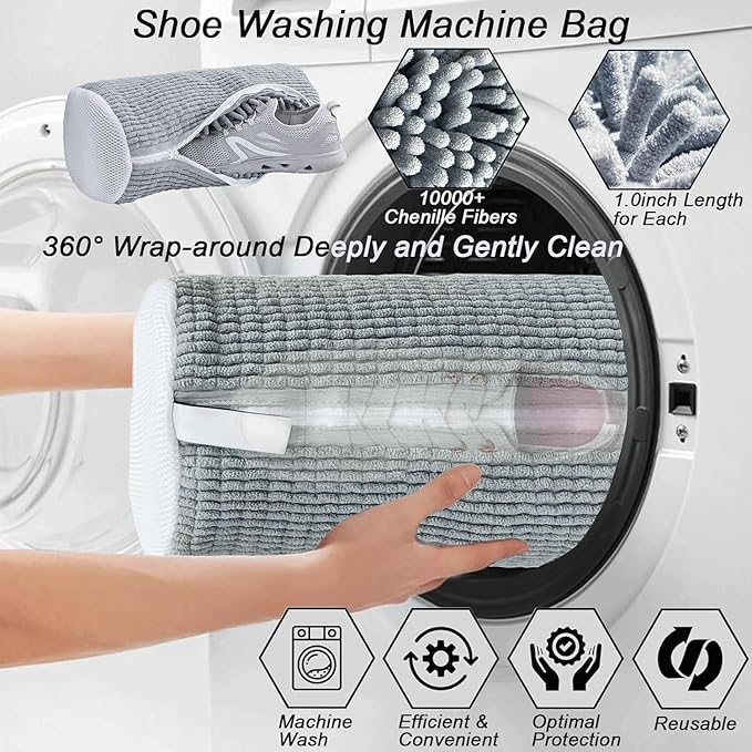 Fluffy Fibers Shoe Washing Bag -  Gray