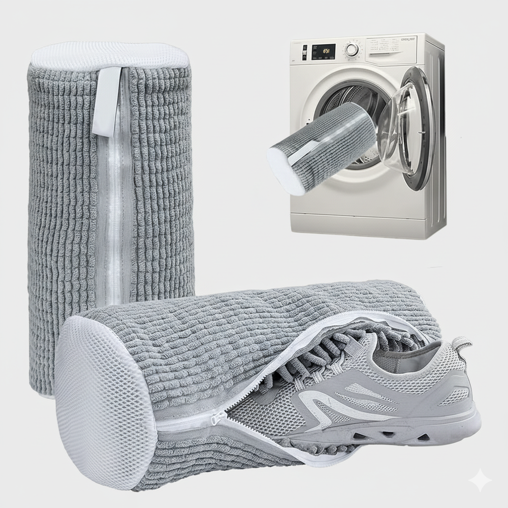 Fluffy Fibers Shoe Washing Bag -  Gray